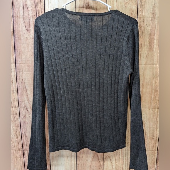 SILX gray ribbed pullover 100% pure silk , super soft NWOT Size Medium crewneck - Picture 3 of 6